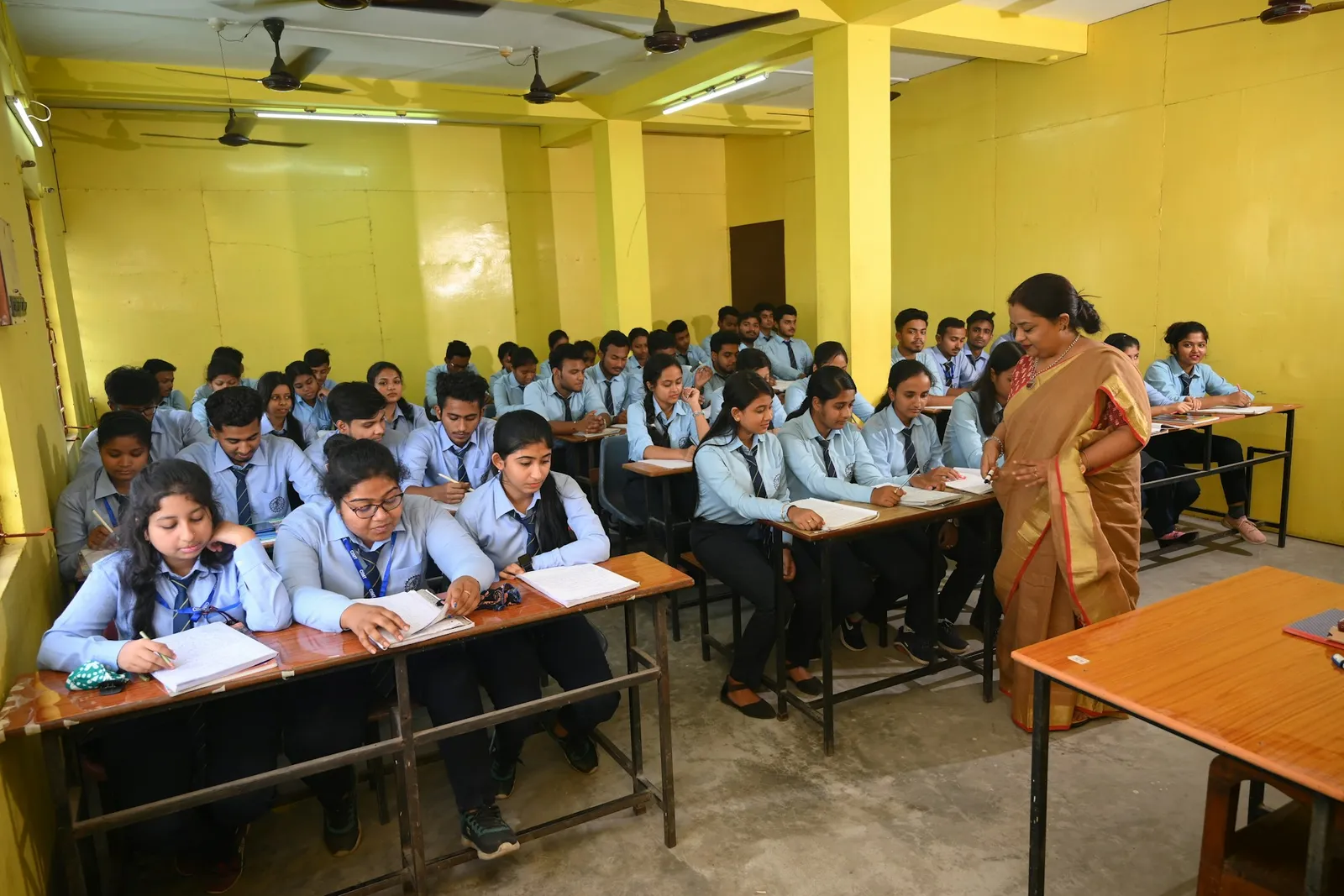 Students attending a class